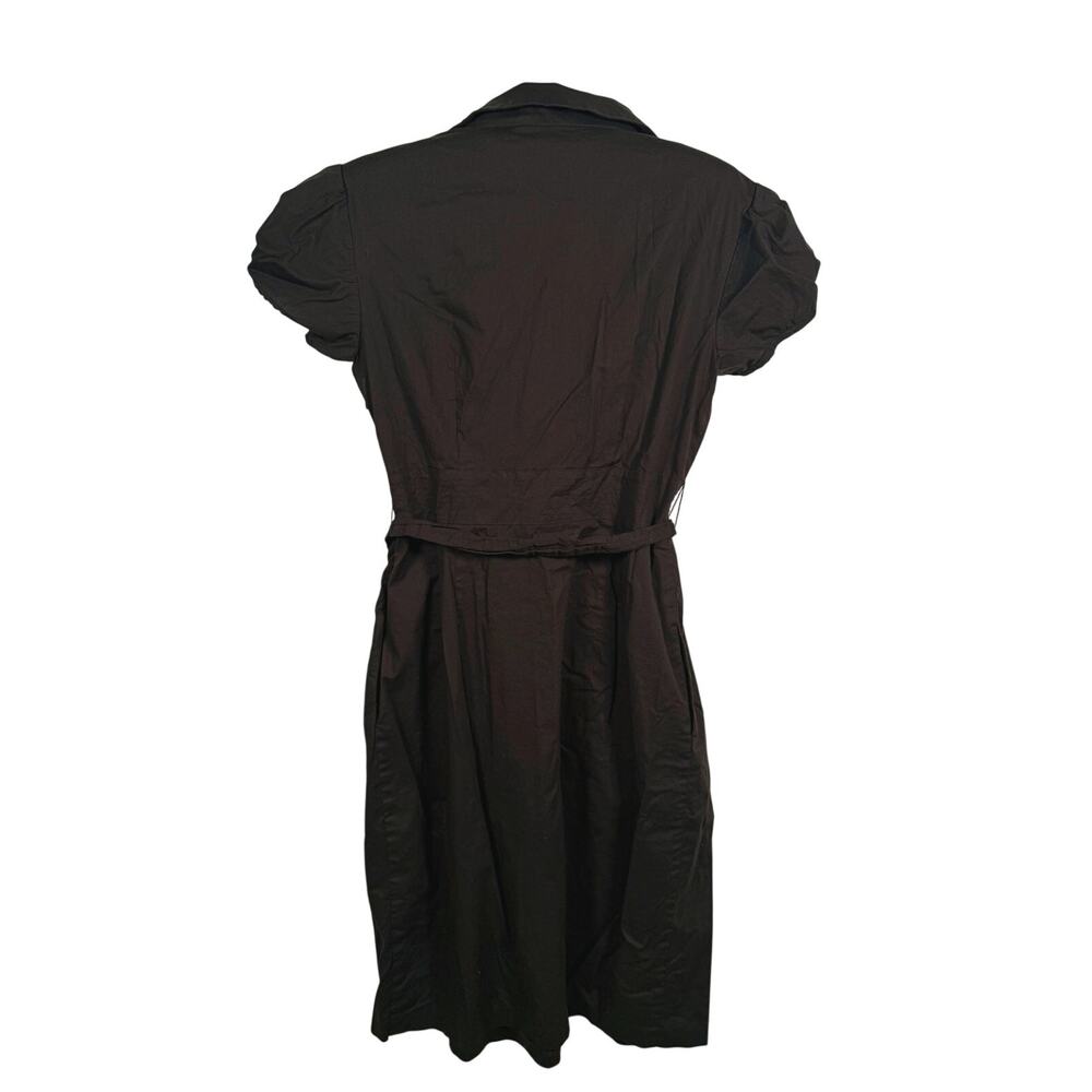 Eliza J Collared Puff Sleeve Dress Size Small Brown Dark Academia Coquette Retro - Picture 3 of 13